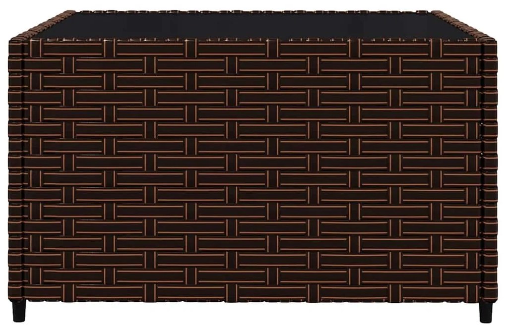 3 pcs conjunto lounge jardim c/ almofadões vime PE castanho