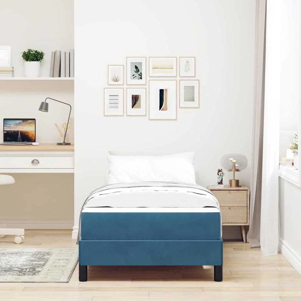 Cama box spring com colchão Azul Escuro 80 x 200 cm Veludo