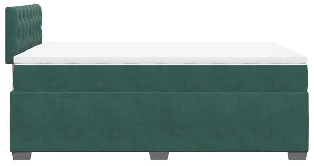 Cama boxspring com colchão 120x190 cm veludo verde-escuro