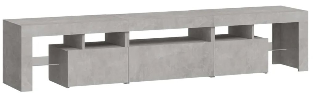 Móvel de TV com luzes LED 200x36,5x40 cm cinzento cimento