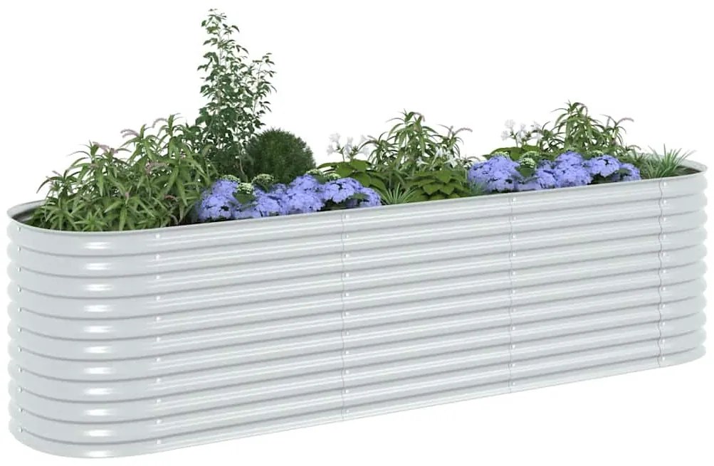 Canteiro elevado de jardim aço galvanizado 320x80x81cm prateado