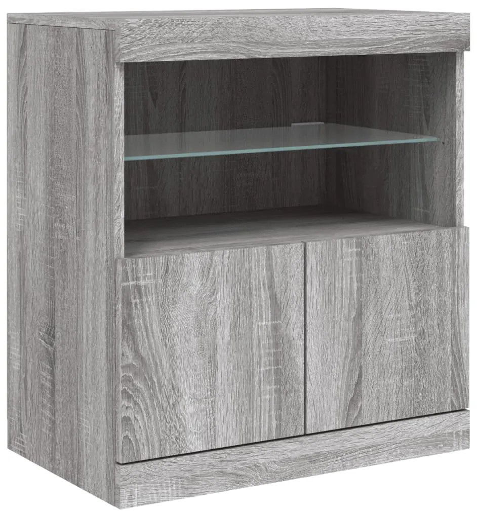 Aparador com luzes LED 181,5x37x67 cm cinzento sonoma