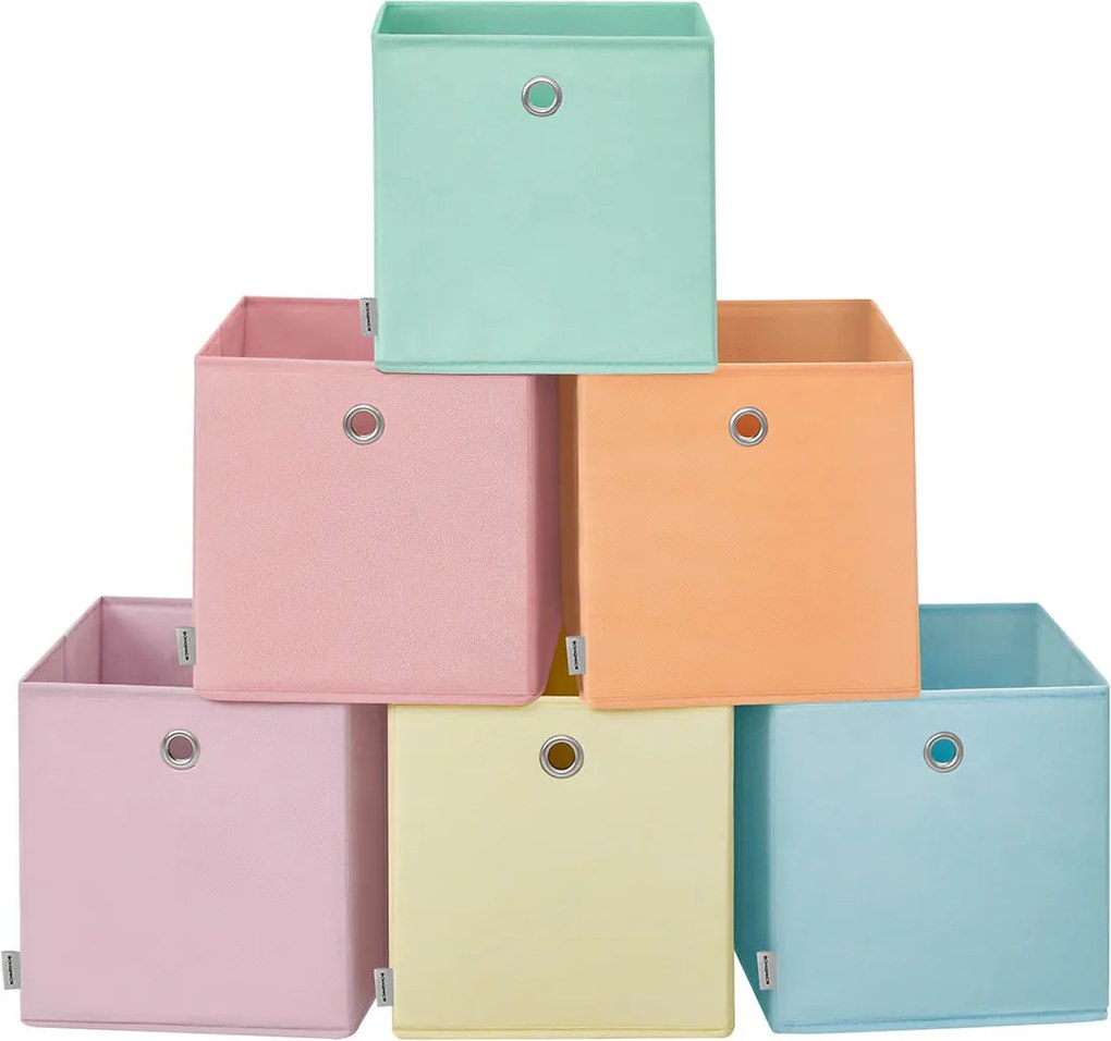 Conjunto de 6 caixas de arrumação, 33 x 33 x 33 cm, para estante de cubos (NÃO INCLUIDA) multicolorida