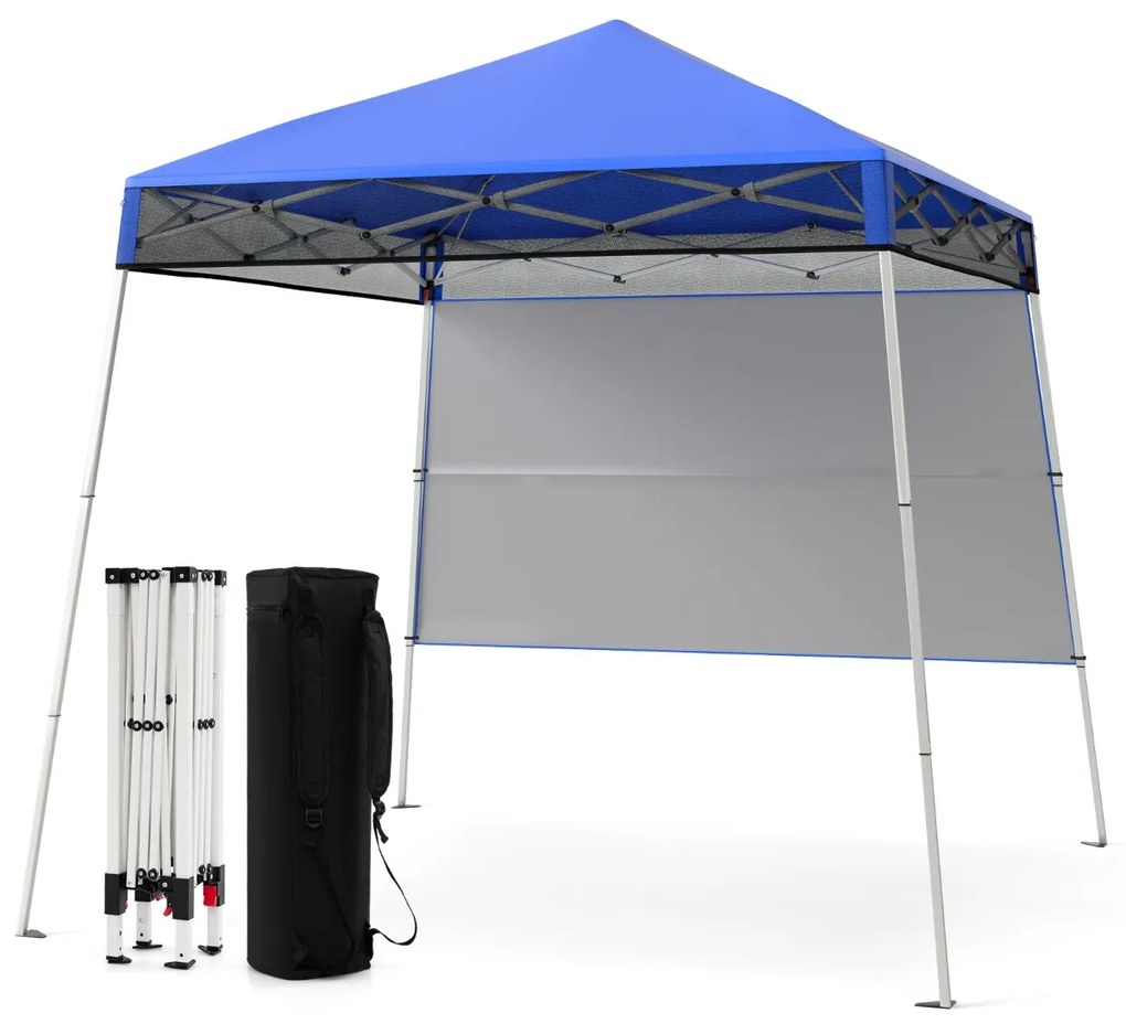 Tenda dobrável Pop UP 182 x 182 cm com 1 parede lateral Jardim, Feiras, Eventos com Saco Azul