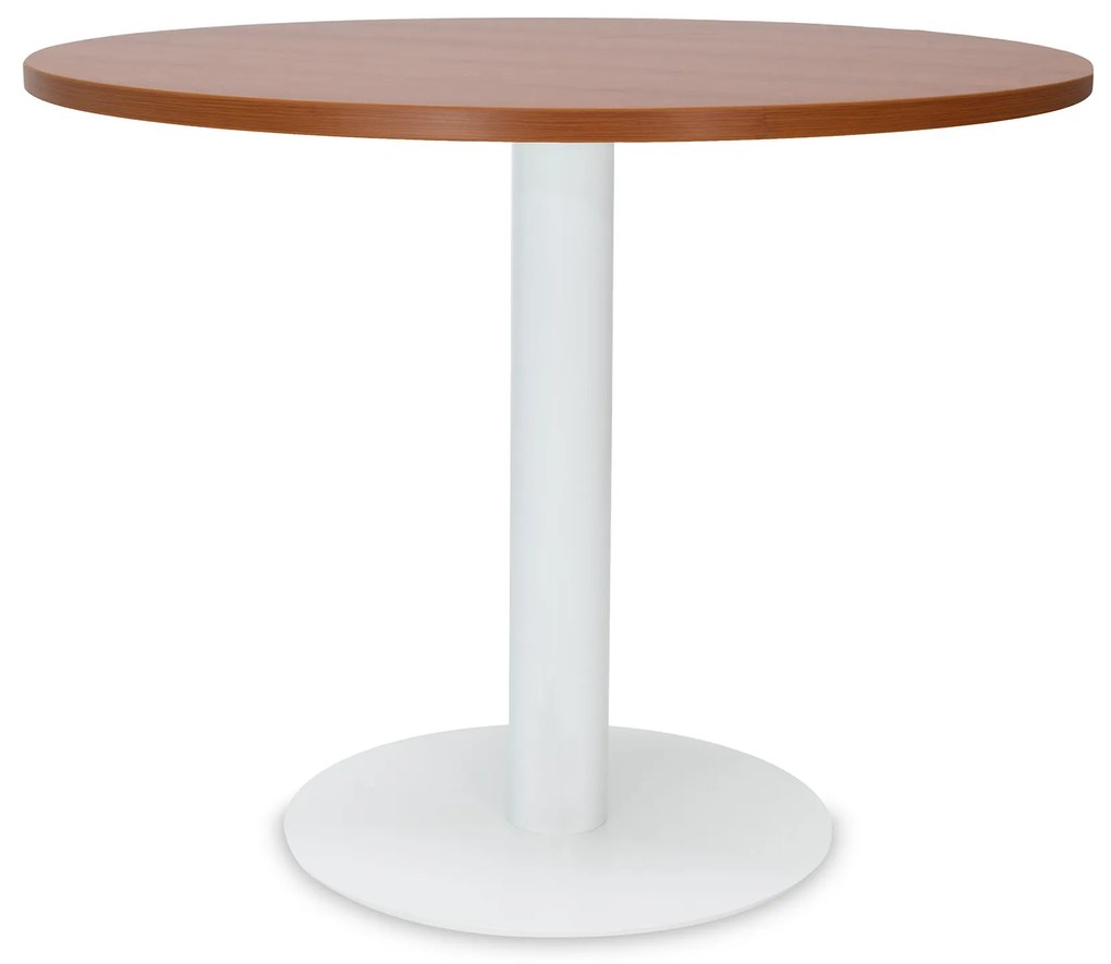 Mesa de Reunião Redonda 1200x750 mm – Tampo Cerejeira em Melamina, Estrutura Branco