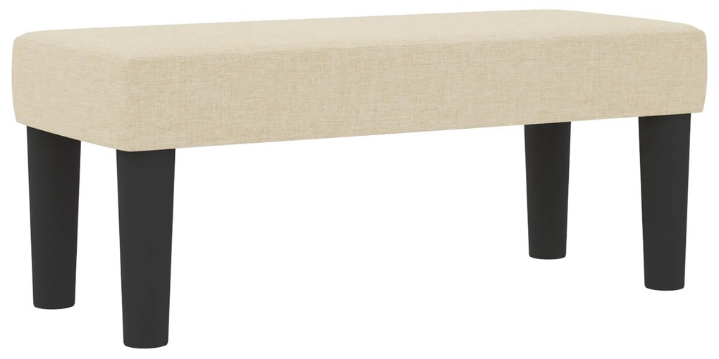 Cama Box Spring com Colchão &amp; Banqueta Creme 90x200 cm Tecido