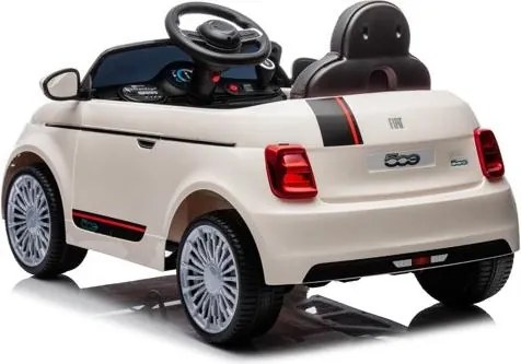 Carro elétrico para Crianças Fiat 500e 12V rodas silenciosas de EVA, assento de couro sintético BRANCO