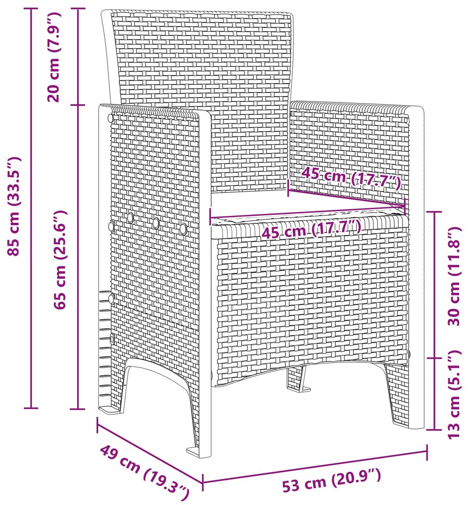 Conjunto de Jantar de 11 Peças com Almofadas de Rattan Sintético Antra