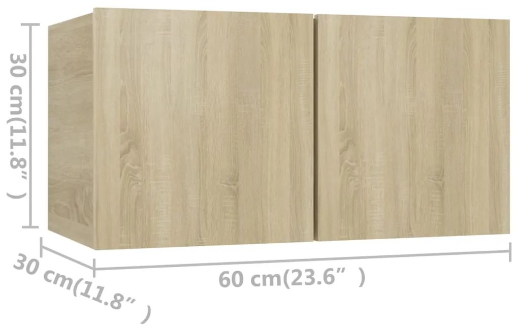 8pcs conjunto móveis de TV derivados de madeira carvalho sonoma