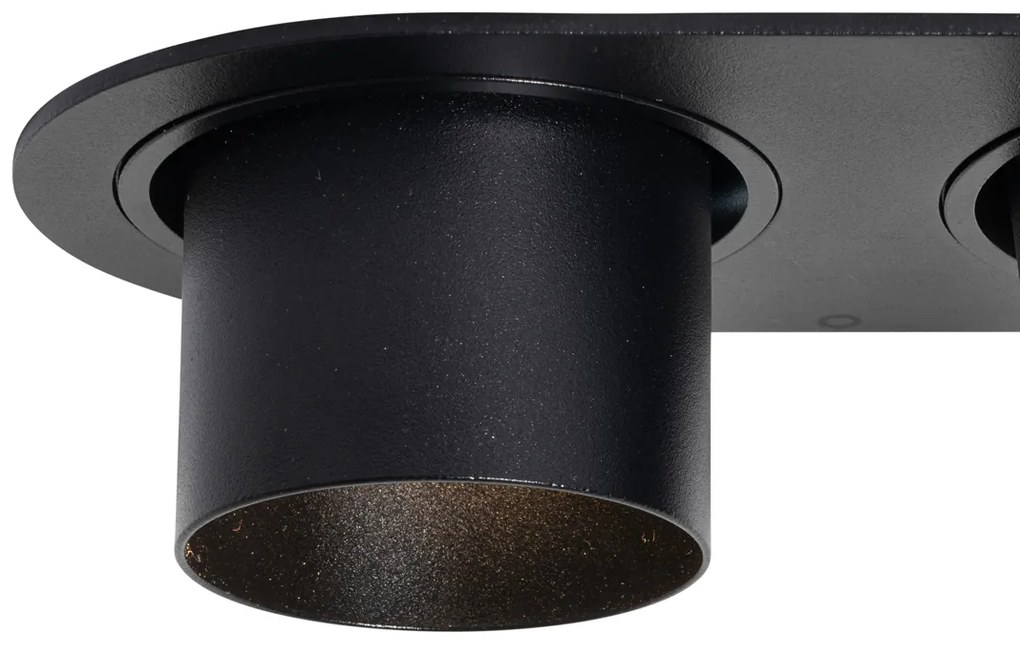 Set van 6 inbouwspots zwart GU10 50mm 2-lichts - Installa Moderno