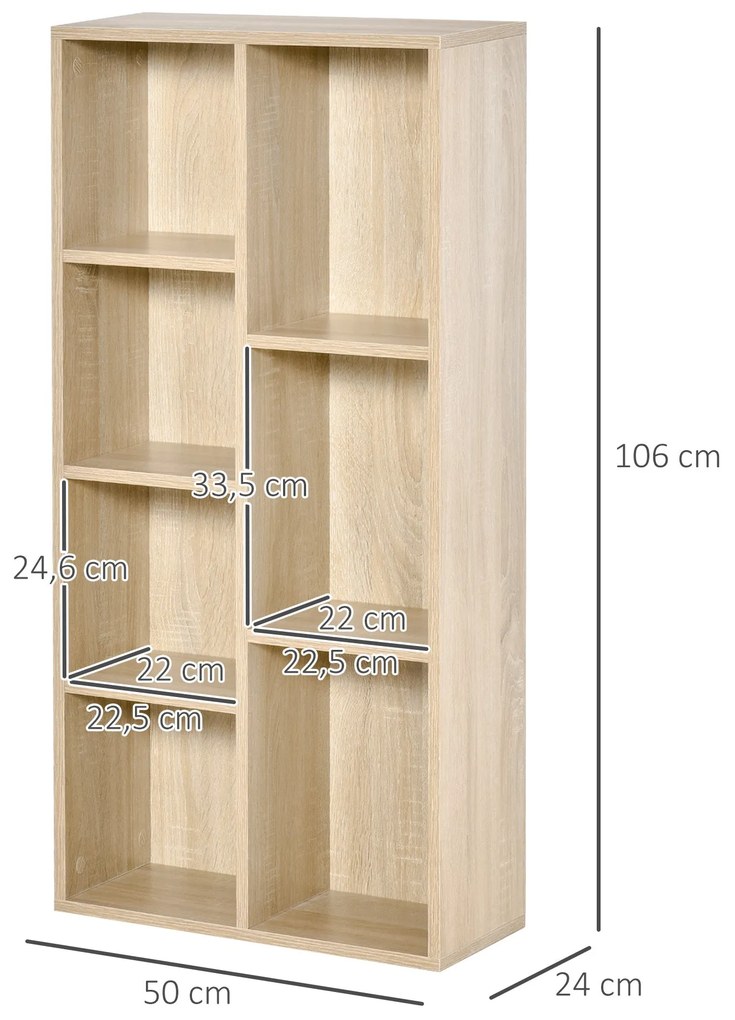 HOMCOM Estante para Livros Estante de Madeira com 7 Compartimentos de