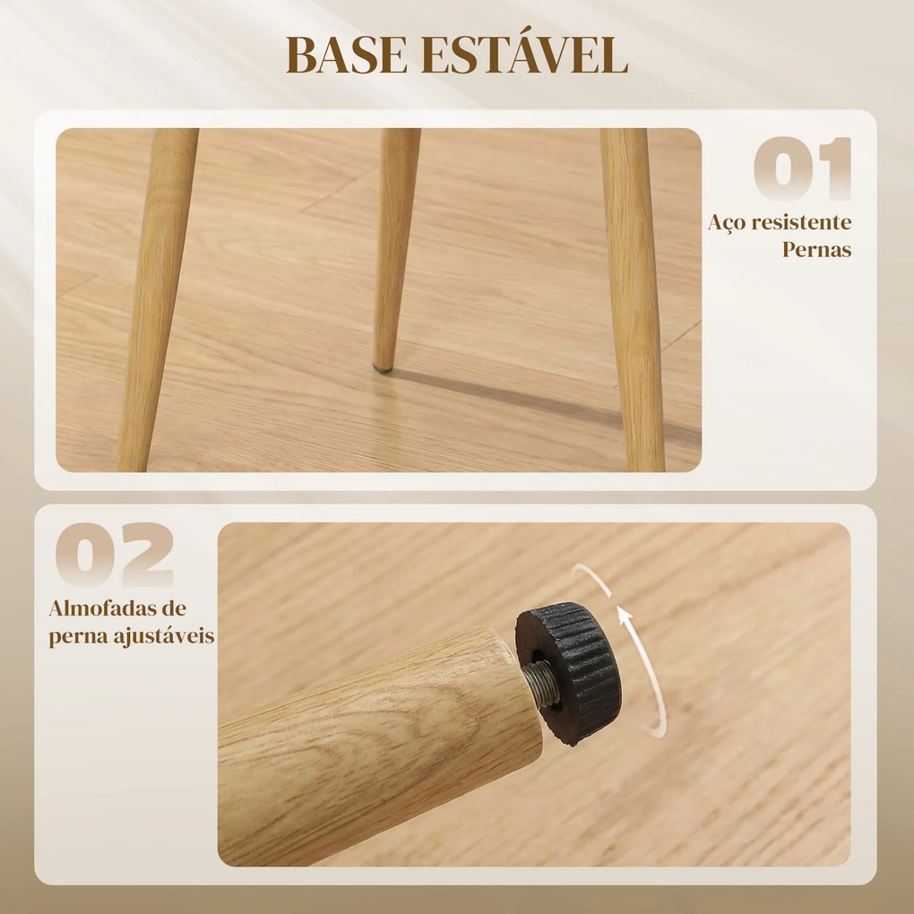Conjunto de 2 Cadeiras de Cozinha (MESA NÃO INCLUIDA) com Encosto em PU Pernas de Aço e Assento Almofadado 47,5x57x84 cm Castanho e Bege