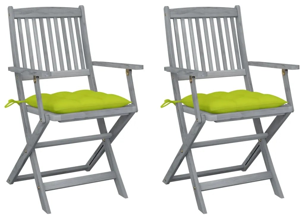 vidaXL Cadeiras exterior dobráveis c/ almofadões 2 pcs acácia maciça