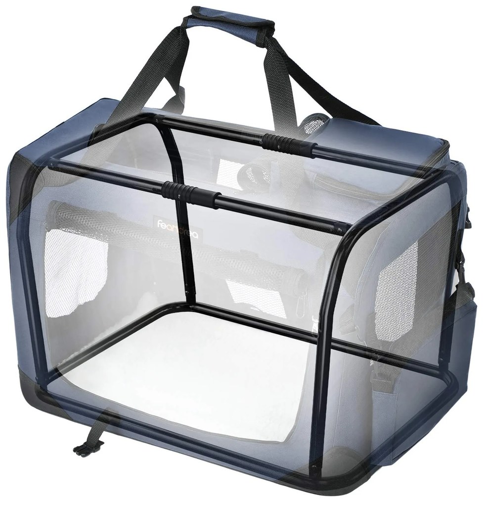 Transportadora dobrável para cães, caixa de transporte para cães 60 x 42 x 42 cm azul escuro