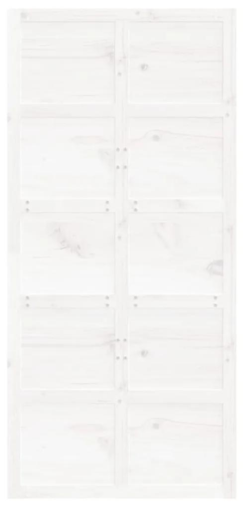 Porta de celeiro 100x1,8x214 cm madeira de pinho maciça branco