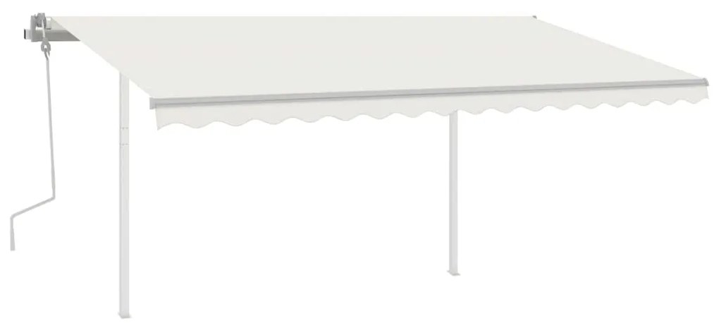 Toldo retrátil manual com luzes LED 4,5x3,5 m cor creme