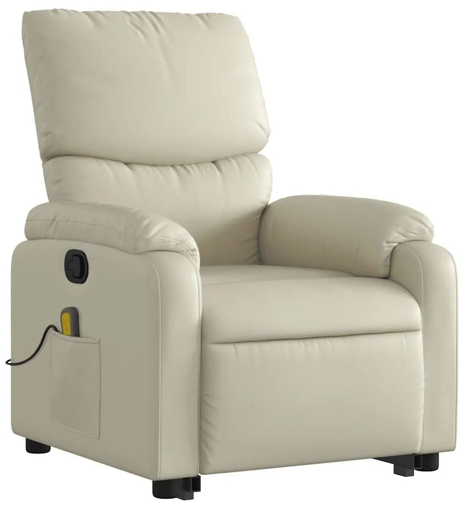 Poltrona reclinável de massagens couro artificial cor creme