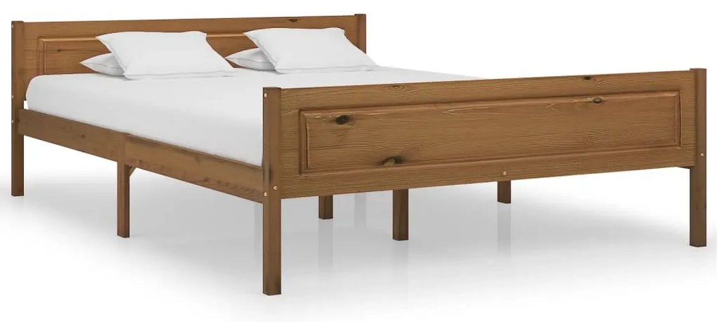 Estrutura de cama 120x200 cm pinho maciço castanho mel