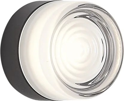 Candeeiro de parede de design preto com vidro opalino IP44 - Michele