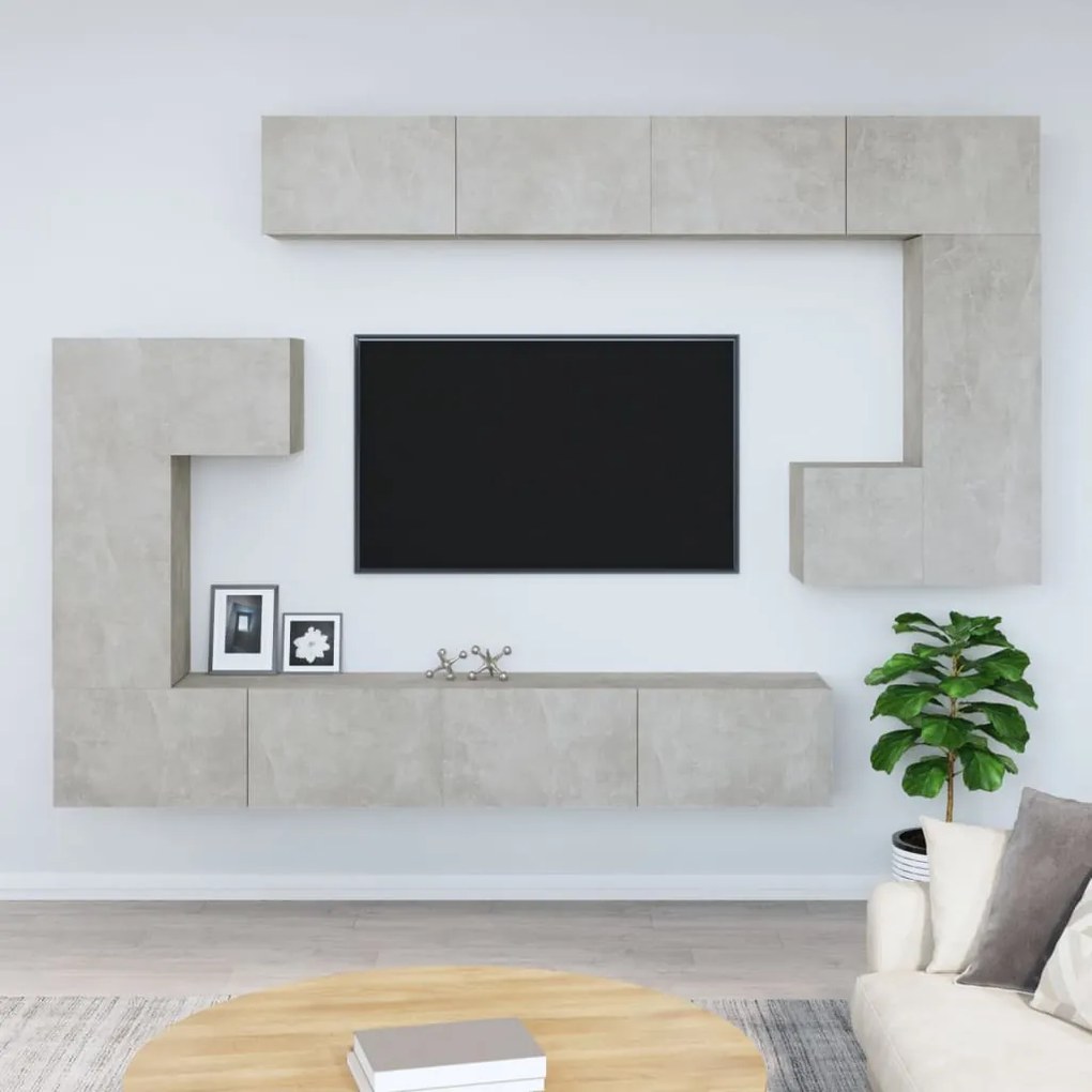 vidaXL Móvel p/ TV de parede madeira processada cinza cimento