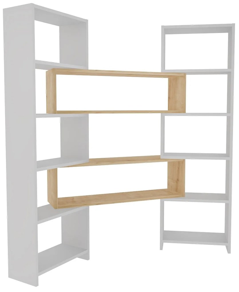 Estante Poyraz – Branco Carvalho – 163,5x150x22 cm