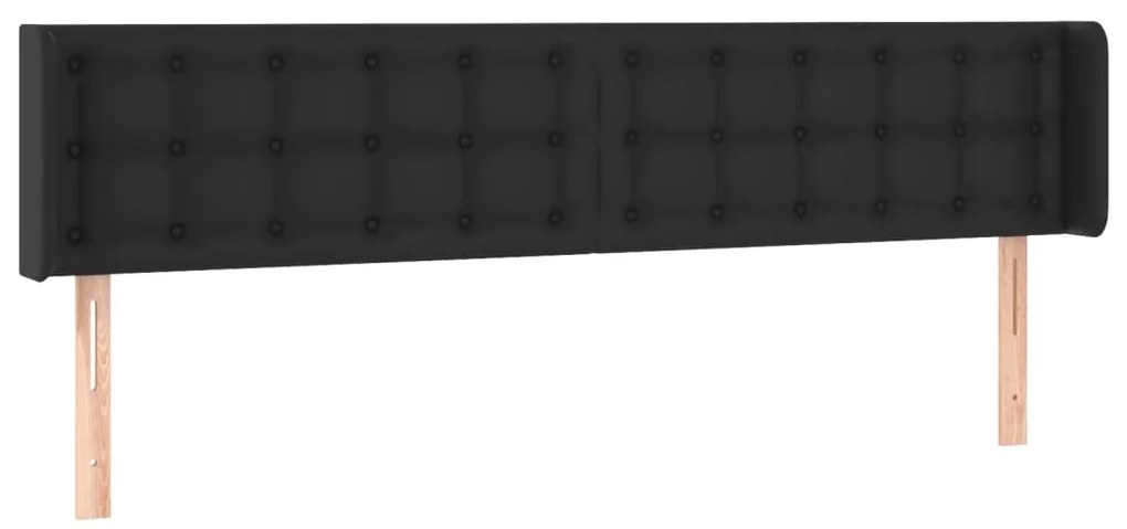 Cabeceira de cama c/ LED couro artificial 203x16x78/88 cm preto