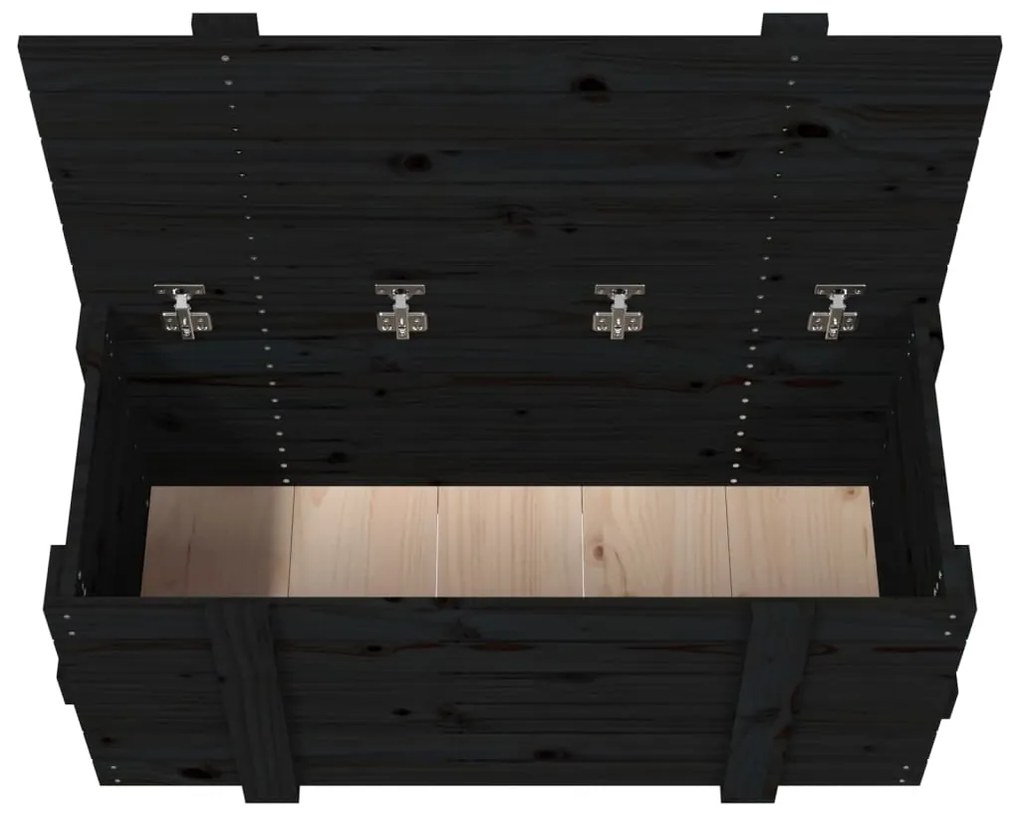 Caixa de arrumação 91x40,5x42 cm madeira de pinho maciça preto