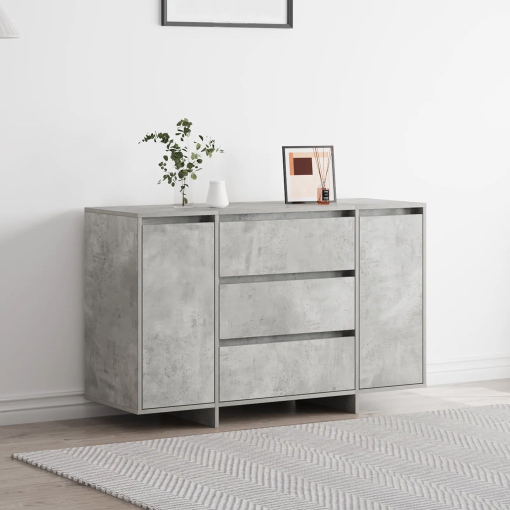 Sideboard Cinzento de Concreto 120x41x75 cm em Madeira Engenheirada
