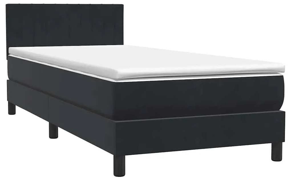 Cama com molas/colchão 80x220 cm veludo preto