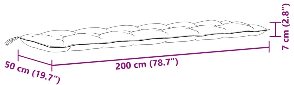Almofadões p/ banco jardim 2pcs 200x50x7 cm mesclado tecido