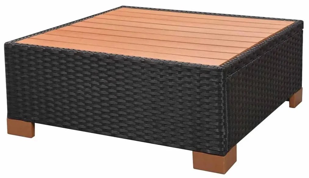 7 pcs conjunto lounge de jardim c/ almofadões vime PE preto