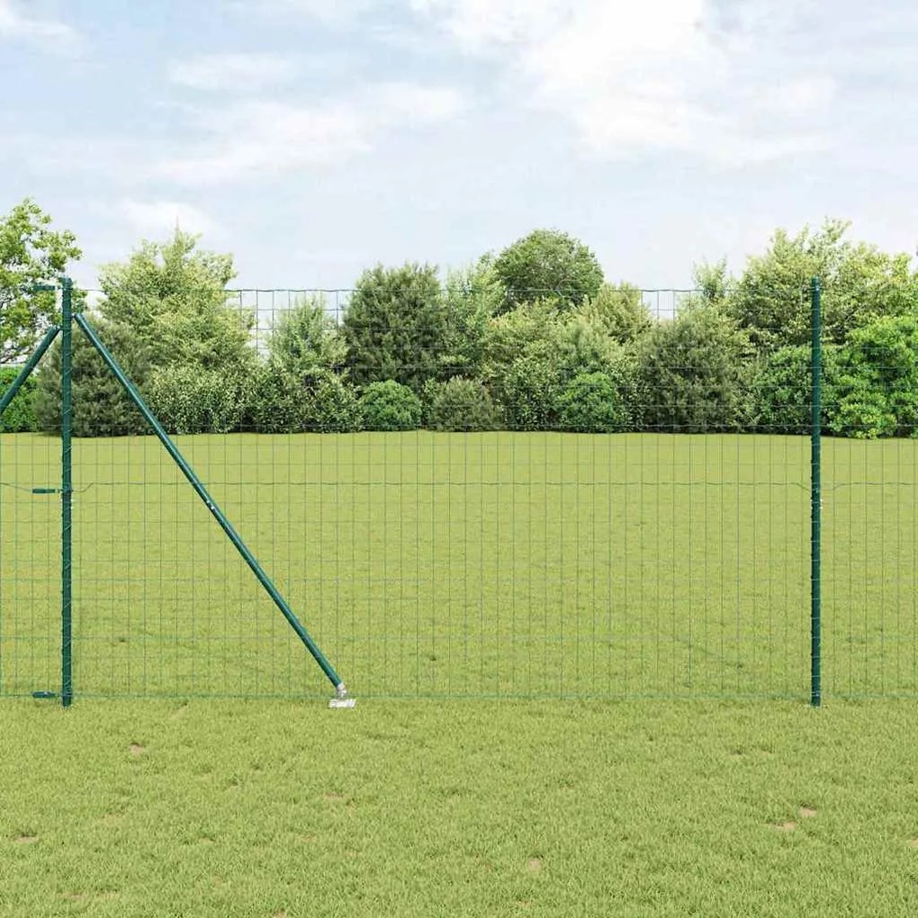 Cerca Euro com 7 postes, 1,5x10 m, Aço Galvanizado Verde
