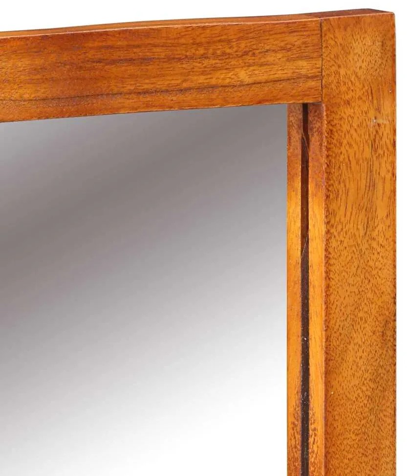 Mesa de Maquilhagem com Espelho Castanho Madeira Sólida de Acácia