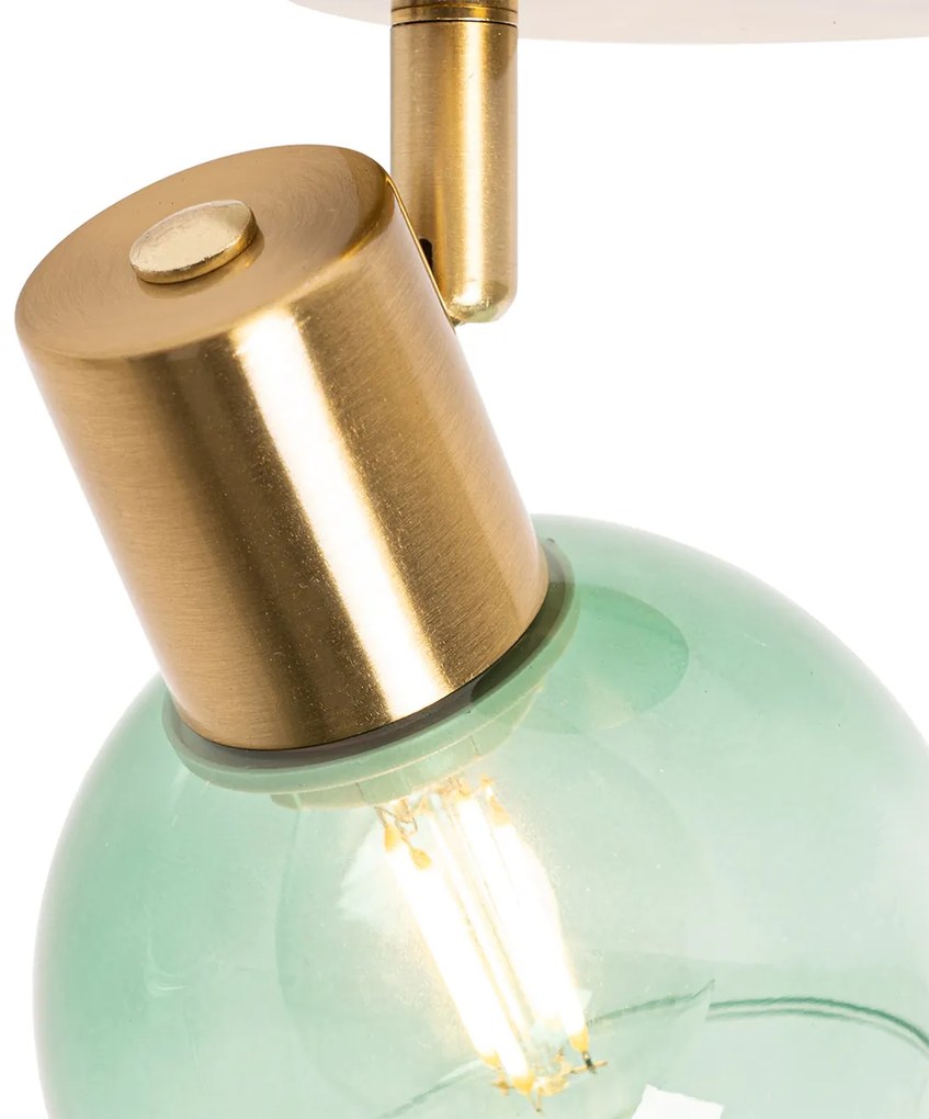 Projetores Art Deco Dourado com Vidro Verde - Vidro Art Deco