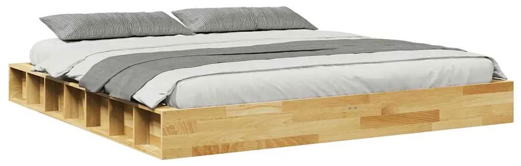 Estrutura de cama sem colchão 200x200 cm maciça de carvalho