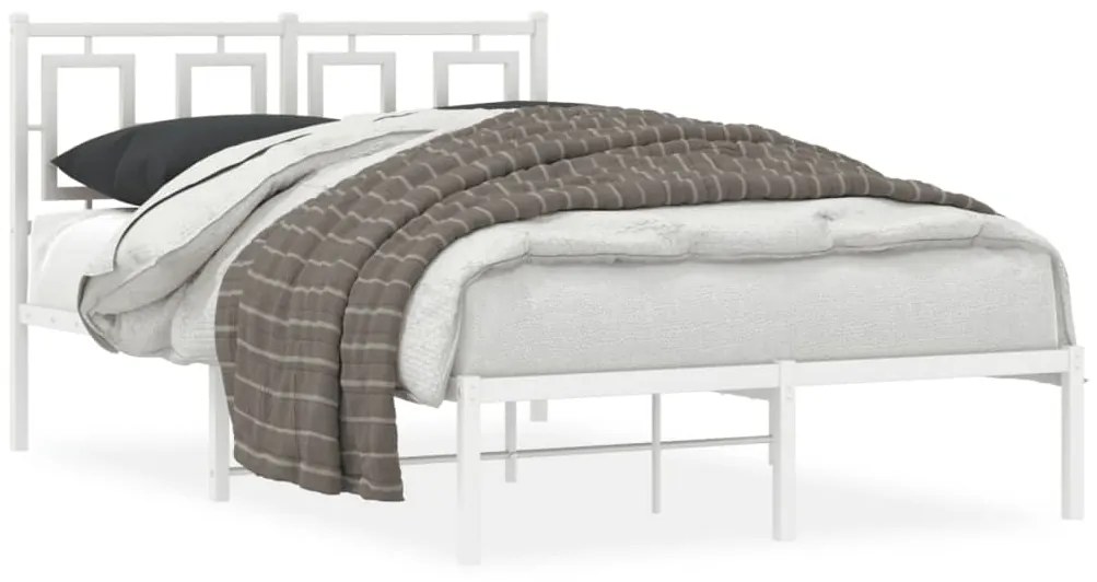 vidaXL Estrutura de cama com cabeceira 120x200 cm metal branco