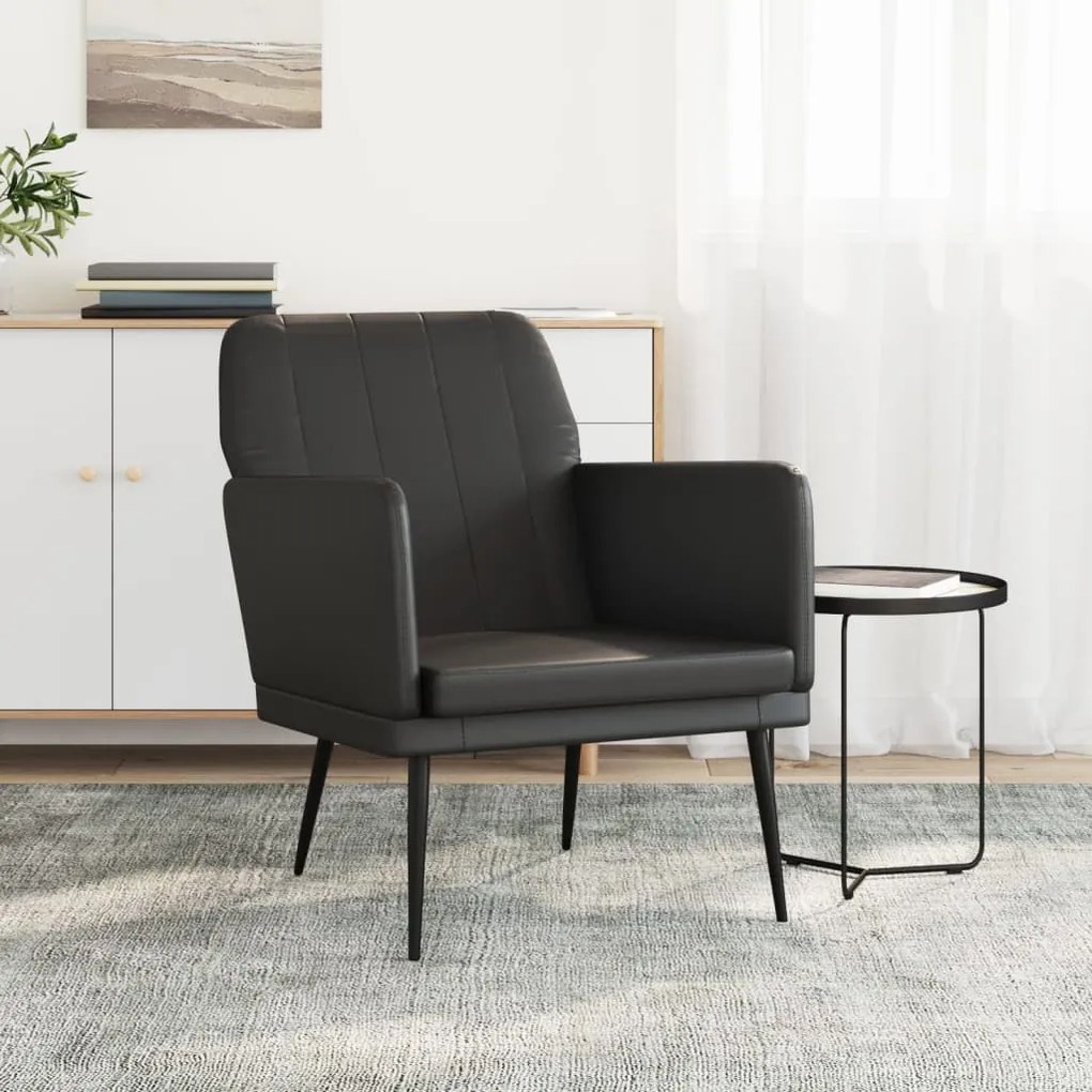 vidaXL Cadeira com apoio de braços 61x78x80 cm couro artificial preto