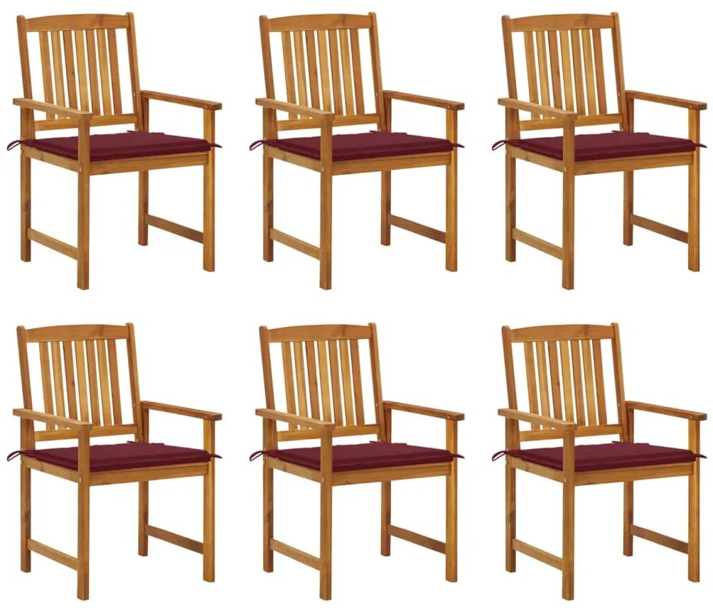 Cadeiras de jardim com almofadões 6 pcs acácia maciça
