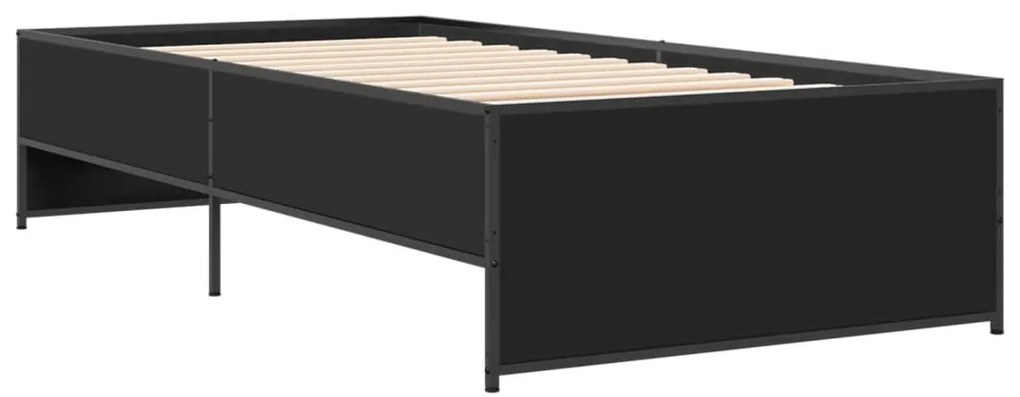 Estrutura de cama 90x190 cm derivados de madeira e metal preto