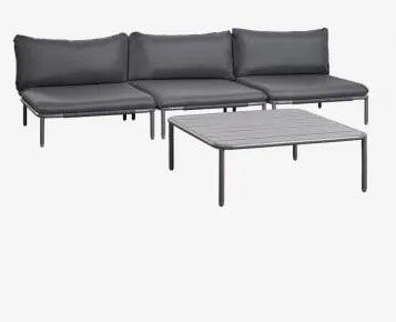 Conjunto De Jardim Com Sofá Modular De 3 Peças E Mesa De Centro Em Aço Roubly Cinza Grafito - Sklum
