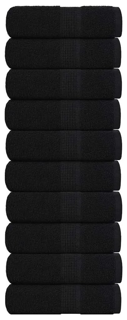 vidaXL Toalhas de bidé 10 pcs 30x50 cm 360 gsm 100% algodão preto