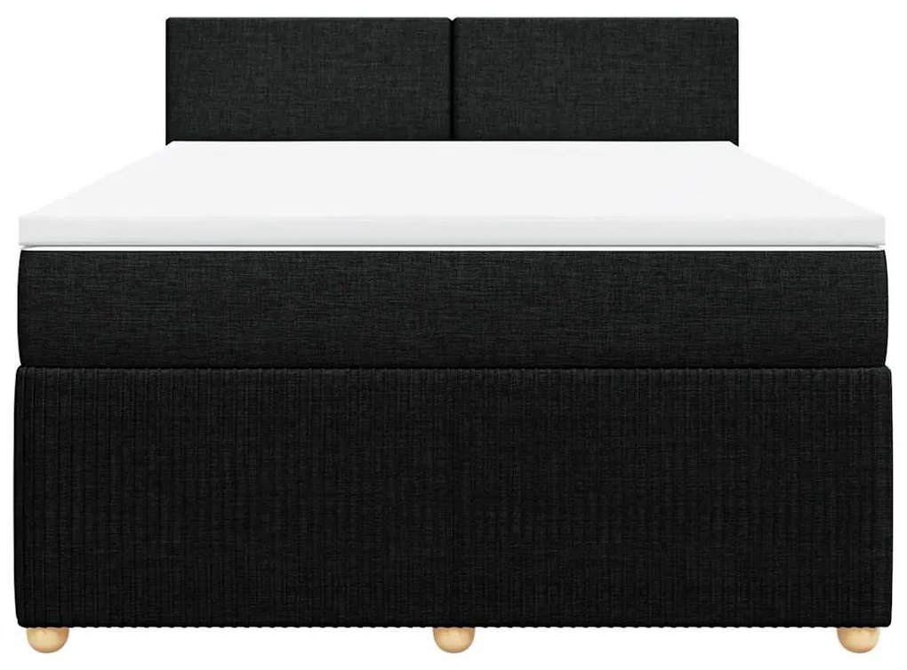 Cama com molas/colchão 160x200 cm tecido preto