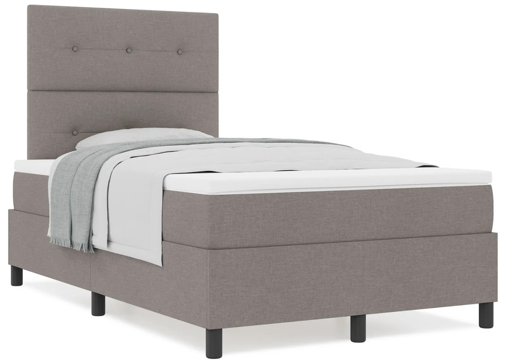 Cama Box Spring com Colchão Taupe 120x200 cm de Tecido