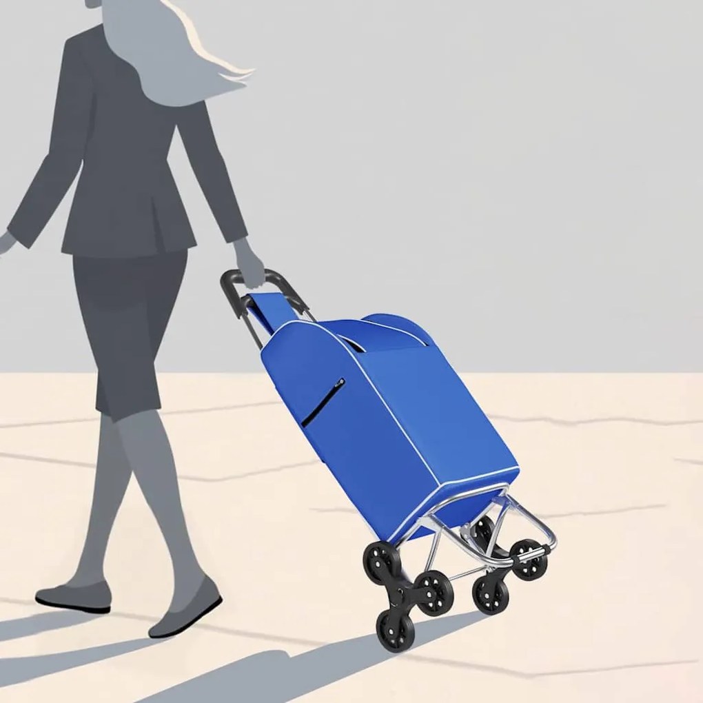Carrinho de Compras vidaXL com Escada Azul 38 L