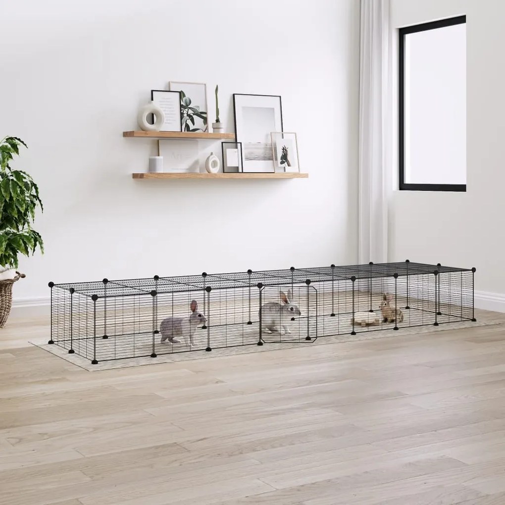vidaXL Gaiola p/ animais de 36 painéis c/ porta 35x35 cm aço preto