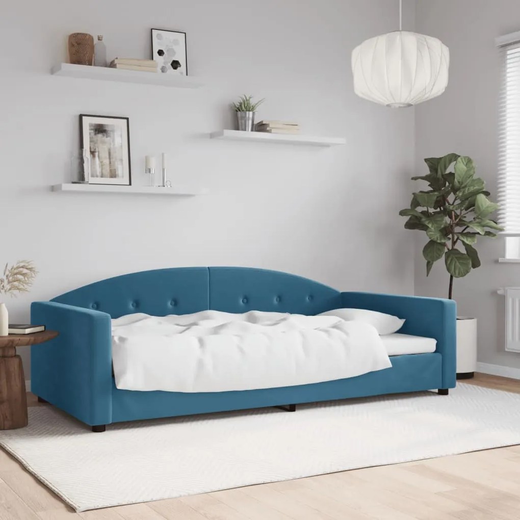 Sofá-cama 100x200 cm veludo azul