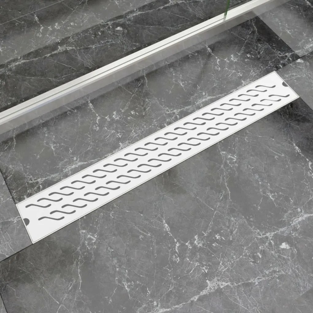 vidaXL Dreno de chuveiro linear ondas 830x140 mm aço inoxidável