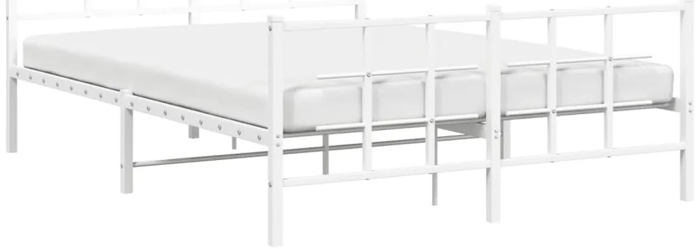 Estrutura de cama com cabeceira e pés 140x200 cm metal branco