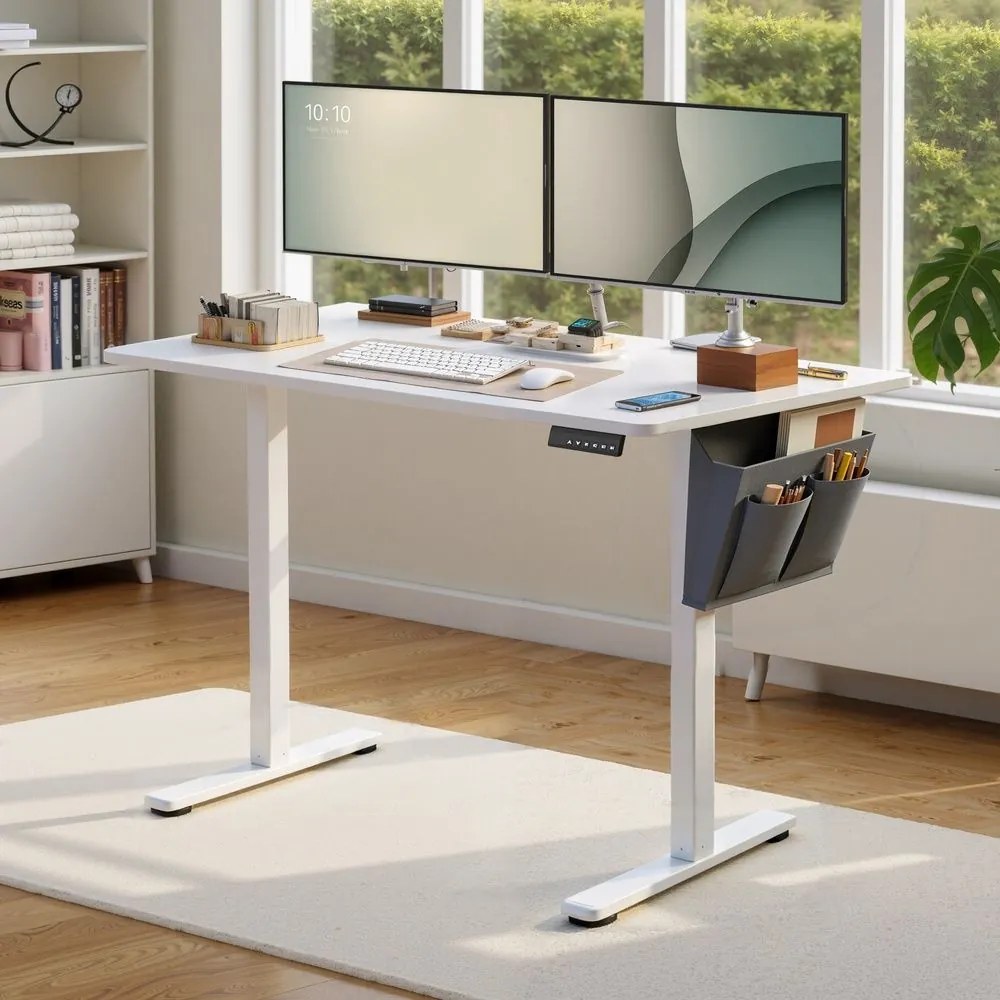 Secretária eletrica com altura ajustável 60 x 140 x (72-120) cm Branco