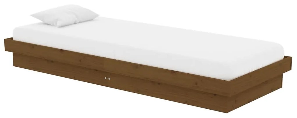 Estrutura cama pequena solteiro 75x190 cm madeira castanho mel